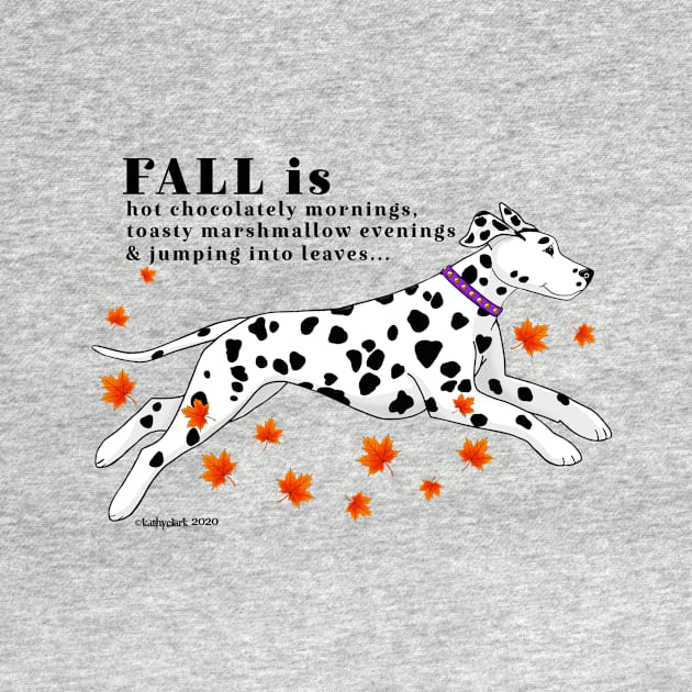 Dalmatian Fall is jumping into leaves by FLCupcake